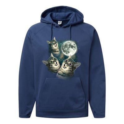 Three Cat Moon Funny Wolves Parody Great Gift Performance Fleece Hoodie