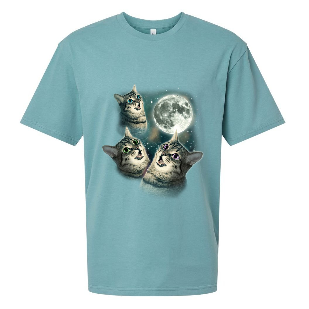 Three Cat Moon Funny Wolves Parody Great Gift Sueded Cloud Jersey T-Shirt