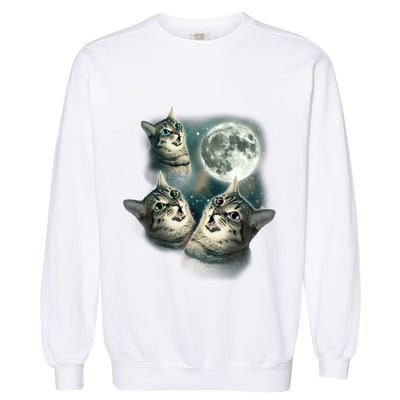 Three Cat Moon Funny Wolves Parody Great Gift Garment-Dyed Sweatshirt