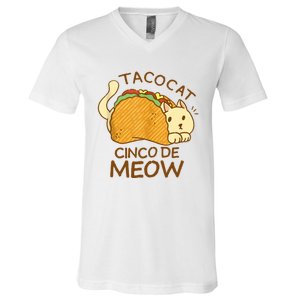 Taco Cat Mexican Cinco De Mayo V-Neck T-Shirt