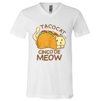 Taco Cat Mexican Cinco De Mayo V-Neck T-Shirt