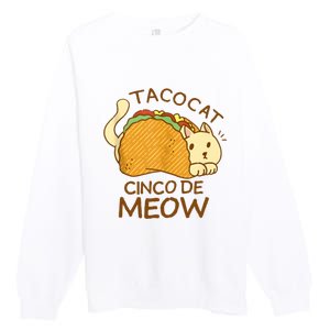 Taco Cat Mexican Cinco De Mayo Premium Crewneck Sweatshirt