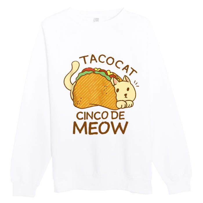 Taco Cat Mexican Cinco De Mayo Premium Crewneck Sweatshirt