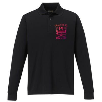 They Call Me Pi Symbol Pi Day Cute Funny Gift Performance Long Sleeve Polo