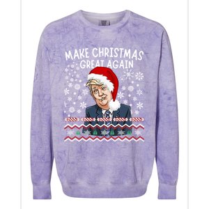 Trump Christmas Make Christmas Great Funny Matching Pajama Gift Colorblast Crewneck Sweatshirt