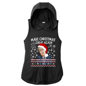 Trump Christmas Make Christmas Great Funny Matching Pajama Gift Ladies PosiCharge Tri-Blend Wicking Draft Hoodie Tank