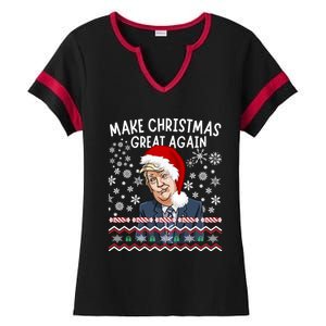 Trump Christmas Make Christmas Great Funny Matching Pajama Gift Ladies Halftime Notch Neck Tee