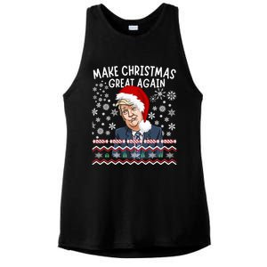 Trump Christmas Make Christmas Great Funny Matching Pajama Gift Ladies PosiCharge Tri-Blend Wicking Tank