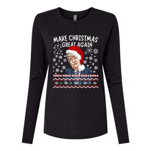 Trump Christmas Make Christmas Great Funny Matching Pajama Gift Womens Cotton Relaxed Long Sleeve T-Shirt