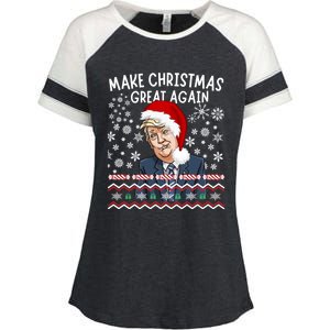 Trump Christmas Make Christmas Great Funny Matching Pajama Gift Enza Ladies Jersey Colorblock Tee