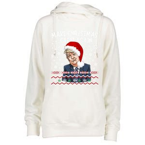 Trump Christmas Make Christmas Great Funny Matching Pajama Gift Womens Funnel Neck Pullover Hood