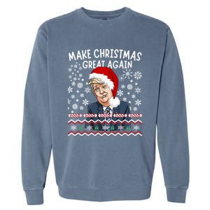 Trump Christmas Make Christmas Great Funny Matching Pajama Gift Garment-Dyed Sweatshirt