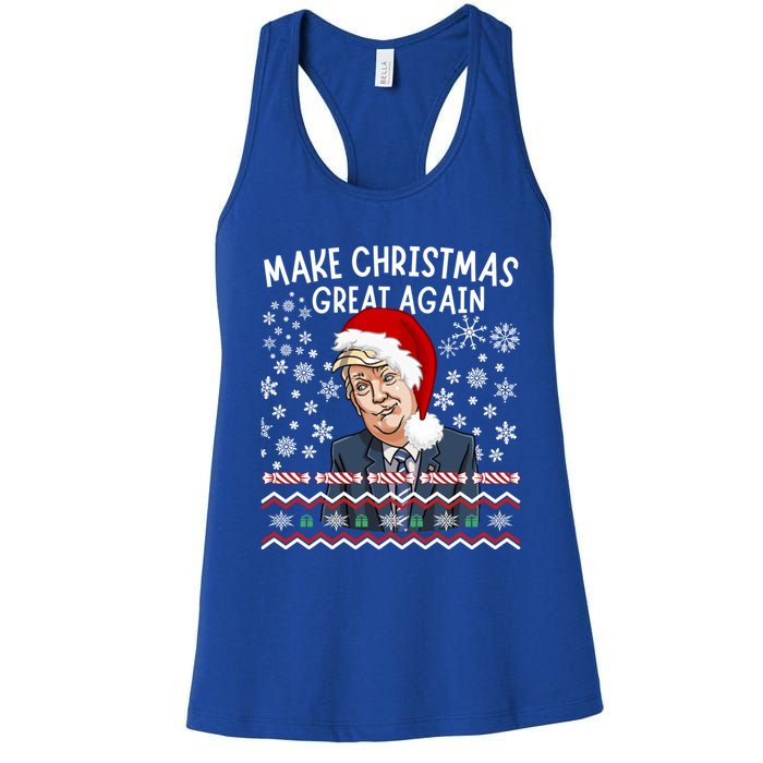 Trump Christmas Make Christmas Great Funny Matching Pajama Gift Women's Racerback Tank