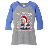 Trump Christmas Make Christmas Great Funny Matching Pajama Gift Women's Tri-Blend 3/4-Sleeve Raglan Shirt