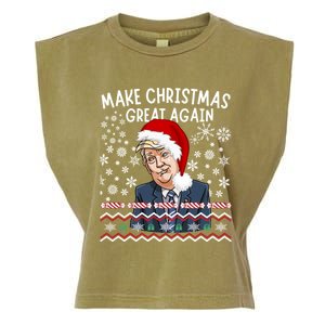 Trump Christmas Make Christmas Great Funny Matching Pajama Gift Garment-Dyed Women's Muscle Tee