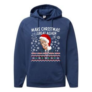 Trump Christmas Make Christmas Great Funny Matching Pajama Gift Performance Fleece Hoodie