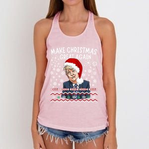 Trump Christmas Make Christmas Great Funny Matching Pajama Gift Women's Knotted Racerback Tank