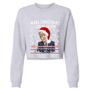 Trump Christmas Make Christmas Great Funny Matching Pajama Gift Cropped Pullover Crew