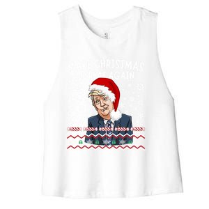 Trump Christmas Make Christmas Great Funny Matching Pajama Gift Women's Racerback Cropped Tank