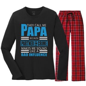 They Call Me Papa Because Partner In Crime Fathers Day Gift Women's Long Sleeve Flannel Pajama Set 