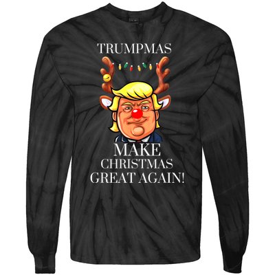 Trump Christmas MAGA Tie-Dye Long Sleeve Shirt