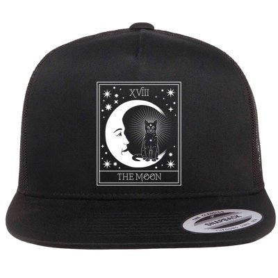 Tarot Card Moon And Cat Graphic Wicca Pagan Witch Halloween Funny Gift Flatbill Hat
