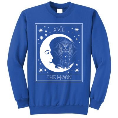 Tarot Card Moon And Cat Graphic Wicca Pagan Witch Halloween Funny Gift Sweatshirt