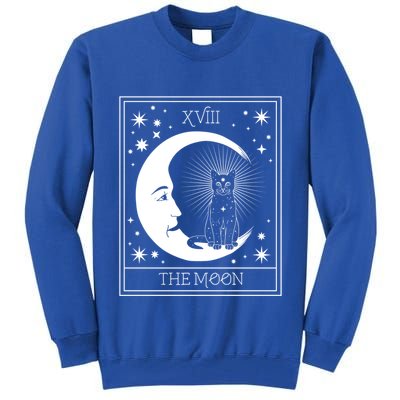 Tarot Card Moon And Cat Graphic Wicca Pagan Witch Halloween Funny Gift Tall Sweatshirt