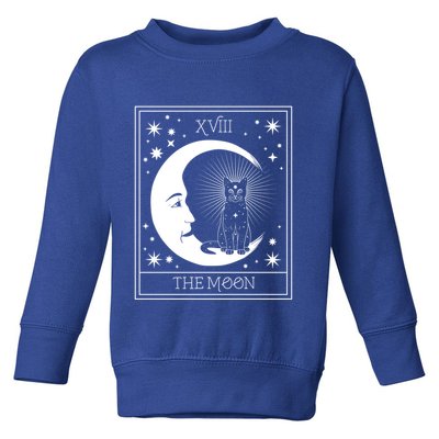 Tarot Card Moon And Cat Graphic Wicca Pagan Witch Halloween Funny Gift Toddler Sweatshirt