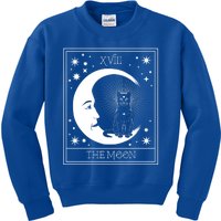 Tarot Card Moon And Cat Graphic Wicca Pagan Witch Halloween Funny Gift Kids Sweatshirt