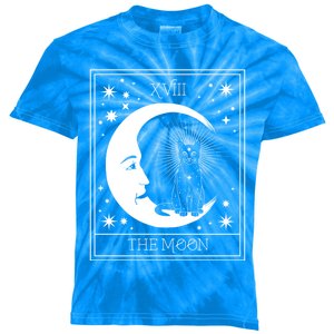 Tarot Card Moon And Cat Graphic Wicca Pagan Witch Halloween Funny Gift Kids Tie-Dye T-Shirt