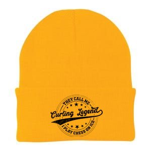 They Call Me Curling Legend I Play Chess On Ice Curling Gift Knit Cap Winter Beanie