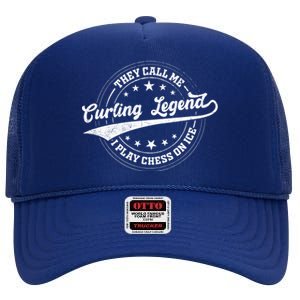 They Call Me Curling Legend I Play Chess On Ice Curling Gift High Crown Mesh Back Trucker Hat