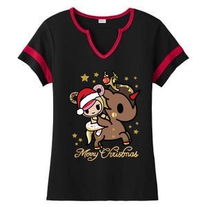 Tokidoki Christmas Merry Christmas Donutella Naughty Or Nice Long Sleeve Ladies Halftime Notch Neck Tee