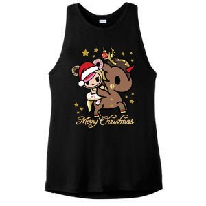 Tokidoki Christmas Merry Christmas Donutella Naughty Or Nice Long Sleeve Ladies PosiCharge Tri-Blend Wicking Tank