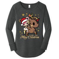 Tokidoki Christmas Merry Christmas Donutella Naughty Or Nice Long Sleeve Women's Perfect Tri Tunic Long Sleeve Shirt