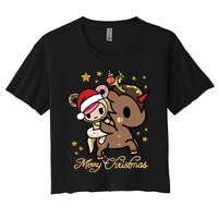 Tokidoki Christmas Merry Christmas Donutella Naughty Or Nice Long Sleeve Women's Crop Top Tee