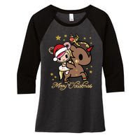 Tokidoki Christmas Merry Christmas Donutella Naughty Or Nice Long Sleeve Women's Tri-Blend 3/4-Sleeve Raglan Shirt