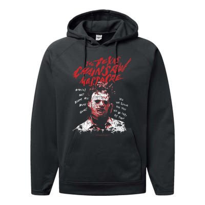 Texas Chainsaw Massacre Leatherface Word Crown Performance Fleece Hoodie