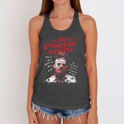 Texas Chainsaw Massacre Leatherface Word Crown Women's Knotted Racerback Tank