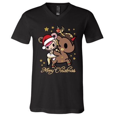 Tokidoki Christmas Merry Christmas Donutella Naughty Or Nice Long Sleeve V-Neck T-Shirt