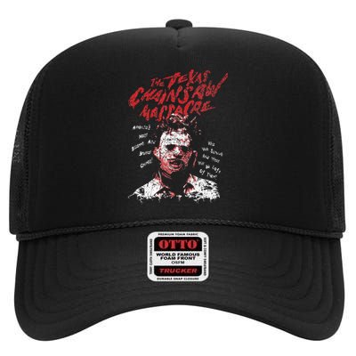 Texas Chainsaw Massacre Leatherface Word Crown High Crown Mesh Back Trucker Hat