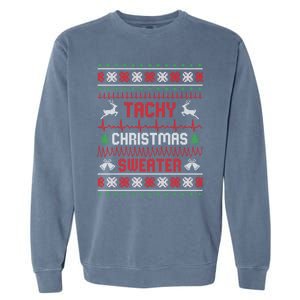 Tachy Christmas Nurse Tele Tech Ekg Ugly Christmas Meaningful Gift Garment-Dyed Sweatshirt