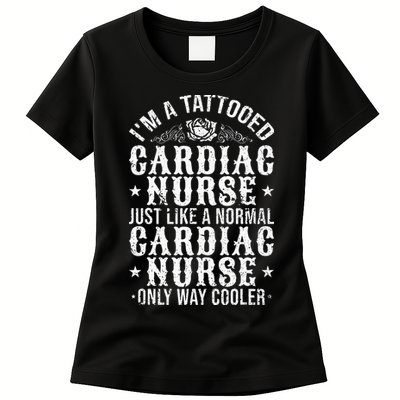 Tattooed Cardiac Nurse funny icu nurse Womens T-Shirt