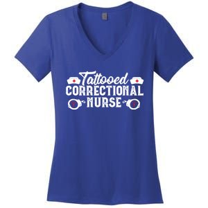 Tattooed Correctional Nurse Nursing Rn Medical Gift Funny Gift Women's V-Neck T-Shirt