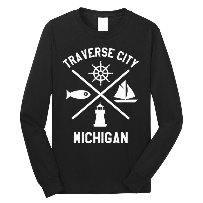 Traverse City Northern Michigan Sailing Boating Long Sleeve Shirt