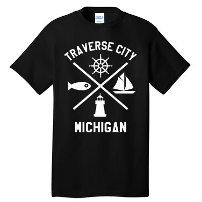 Traverse City Northern Michigan Sailing Boating Tall T-Shirt