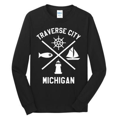 Traverse City Northern Michigan Sailing Boating Tall Long Sleeve T-Shirt