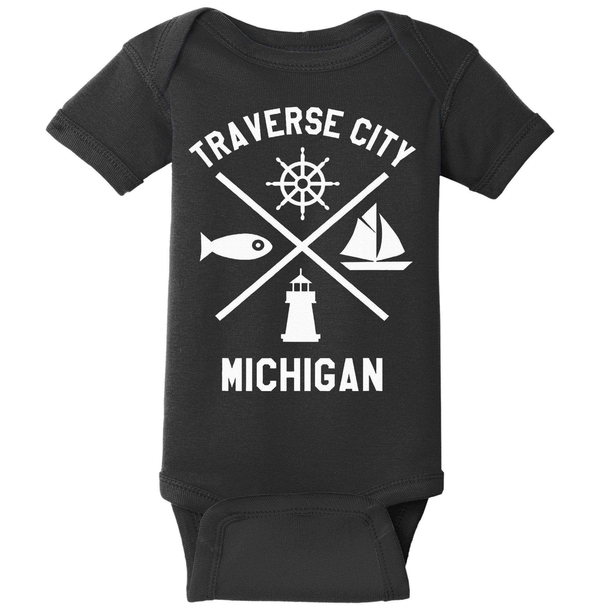 Traverse City Northern Michigan Sailing Boating Baby Bodysuit