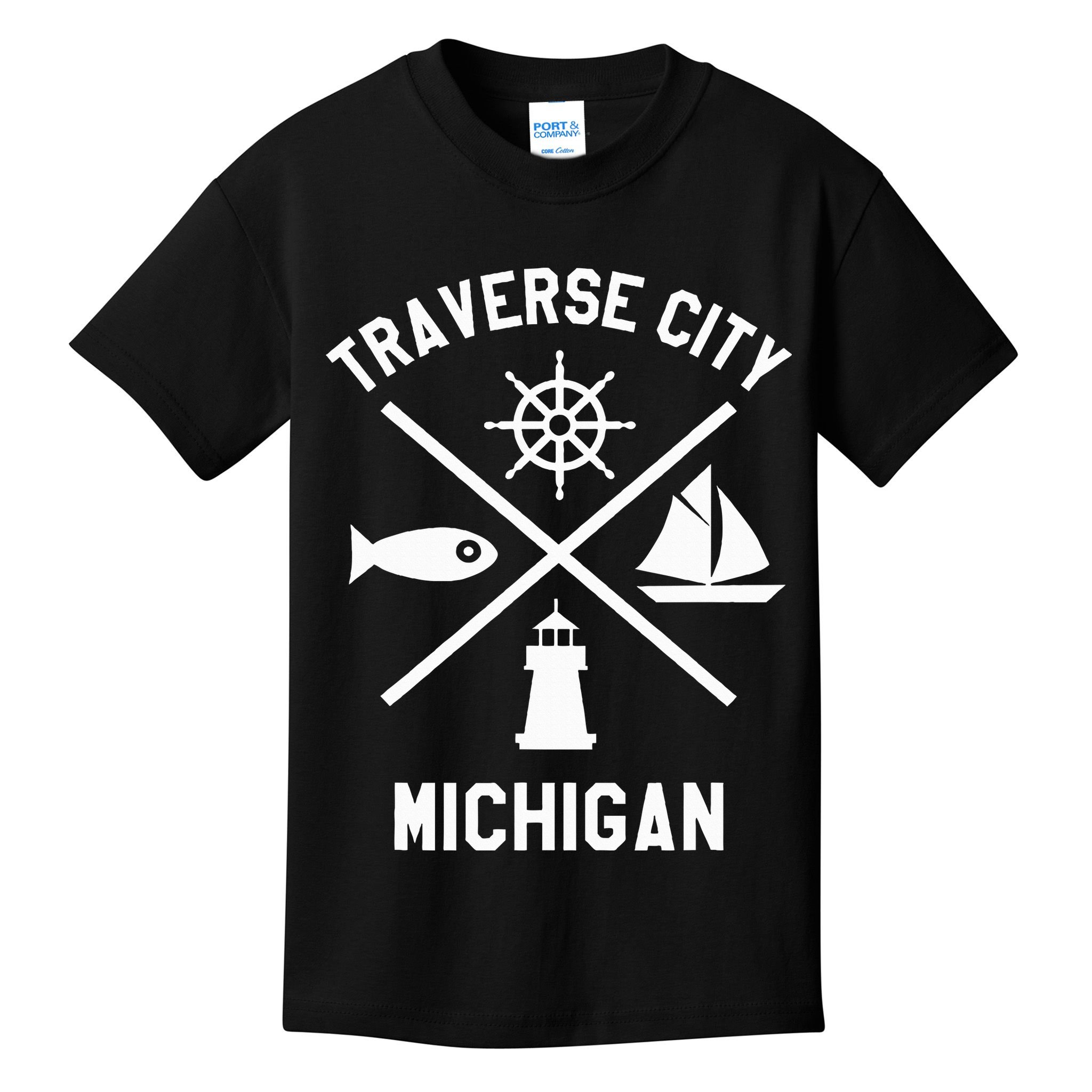 Traverse City Northern Michigan Sailing Boating Kids T-Shirt
